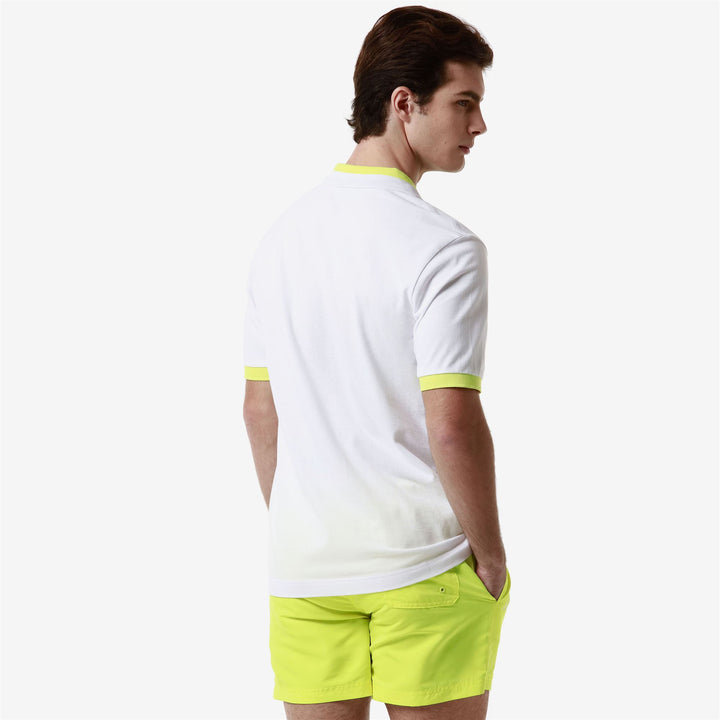 Polo Shirts Man LOGO NEON Polo WHITE - NEON YELLOW Detail Double				