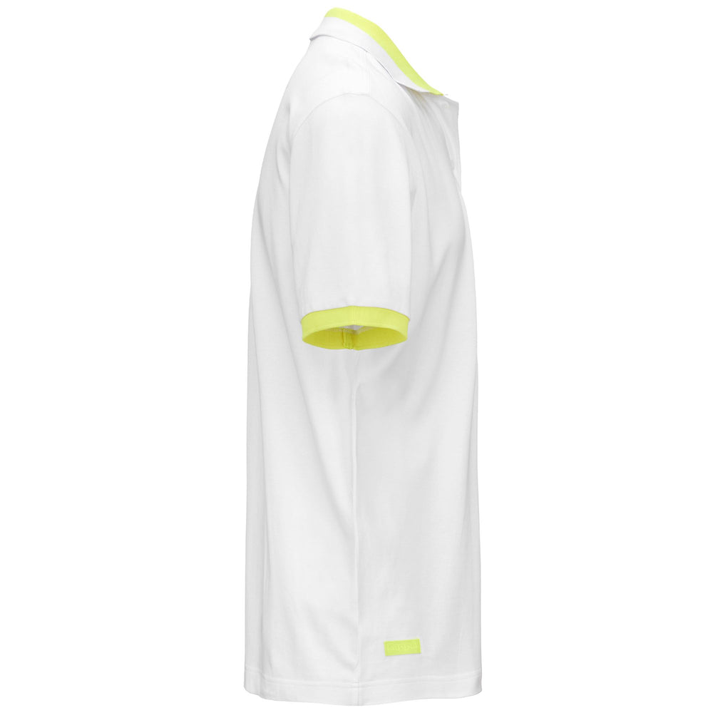 Polo Shirts Man LOGO NEON Polo WHITE - NEON YELLOW Dressed Front (jpg Rgb)	