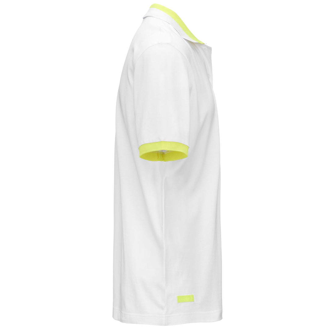 Polo Shirts Man LOGO NEON Polo WHITE - NEON YELLOW Dressed Front (jpg Rgb)	