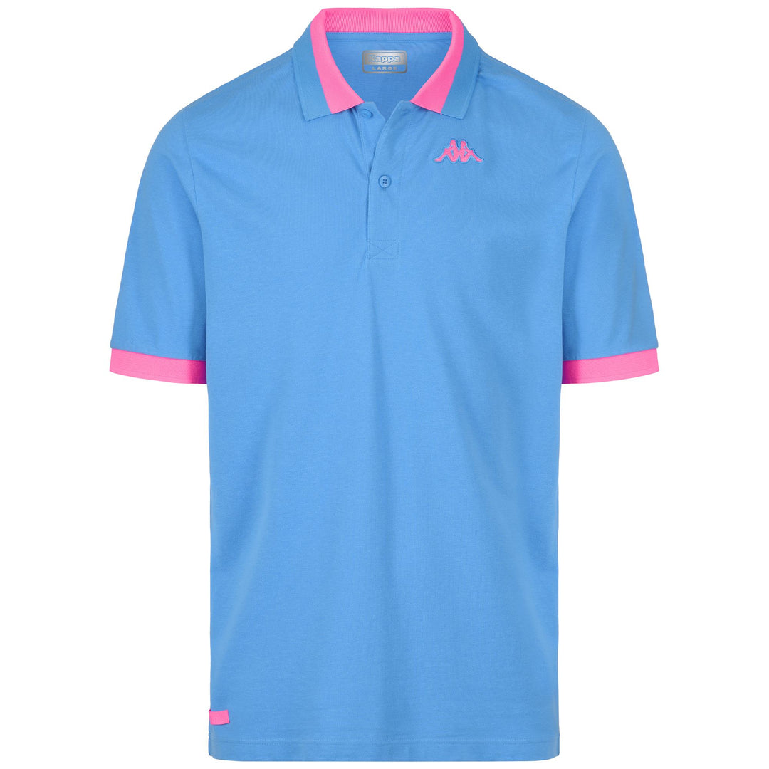 Polo Shirts Man LOGO NEON Polo BLUE MALIBU - NEON FUCHSIA Photo (jpg Rgb)			