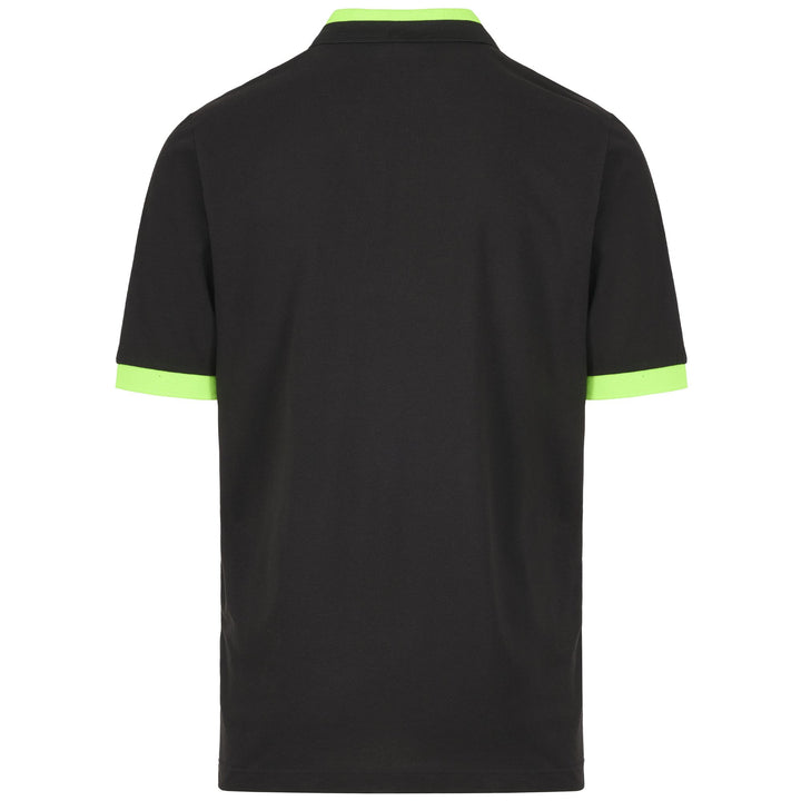 Polo Shirts Man LOGO NEON Polo BLACK - NEON GREEN Dressed Side (jpg Rgb)		