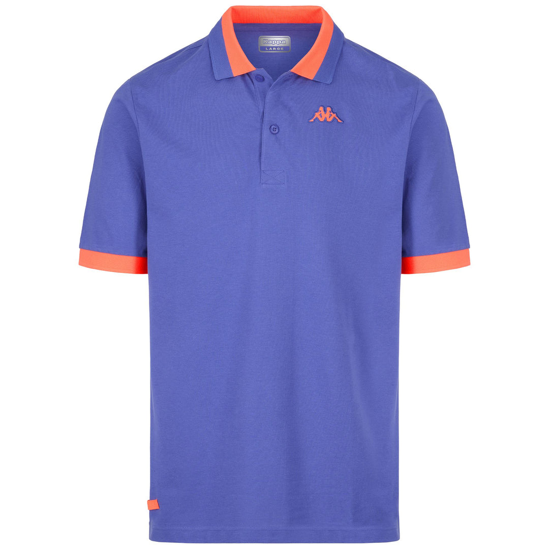 Polo Shirts Man LOGO NEON Polo BLUE SURF - NEON ORANGE Photo (jpg Rgb)			