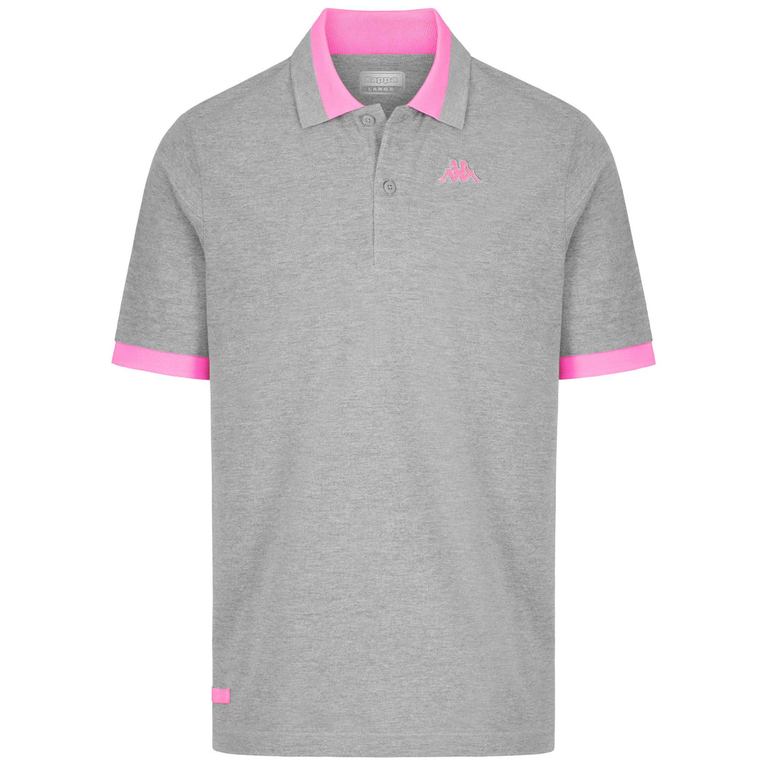 Polo Shirts Man LOGO NEON Polo GREY MD MEL - NEON FUCHSIA Photo (jpg Rgb)			