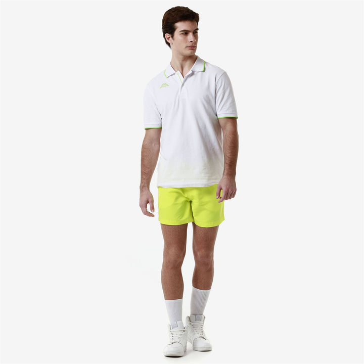 Polo Shirts Man LOGO FLU Polo WHITE - NEON GREEN Dressed Back (jpg Rgb)		