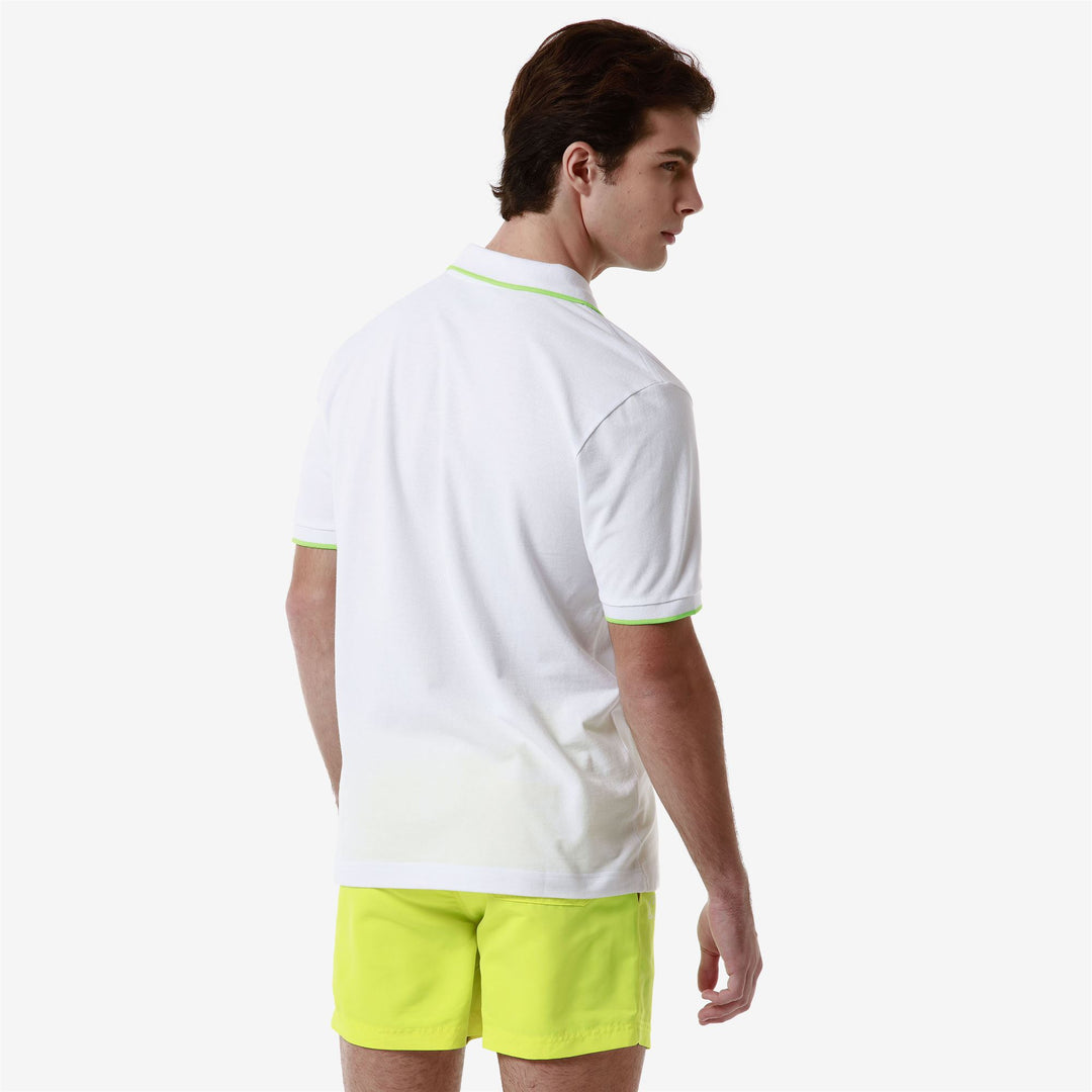 Polo Shirts Man LOGO FLU Polo WHITE - NEON GREEN Detail Double				