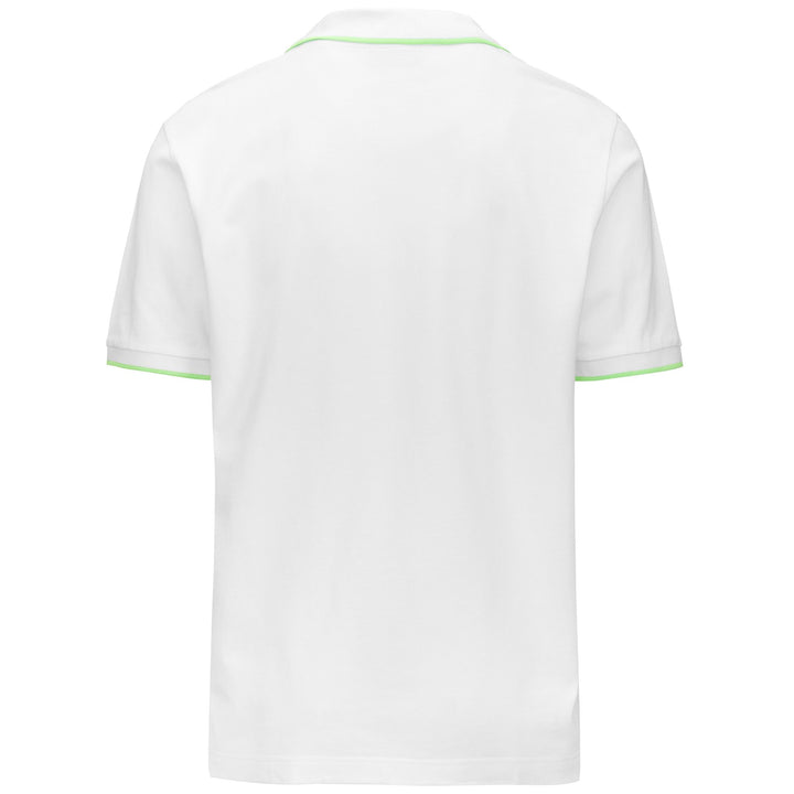 Polo Shirts Man LOGO FLU Polo WHITE - NEON GREEN Dressed Side (jpg Rgb)		