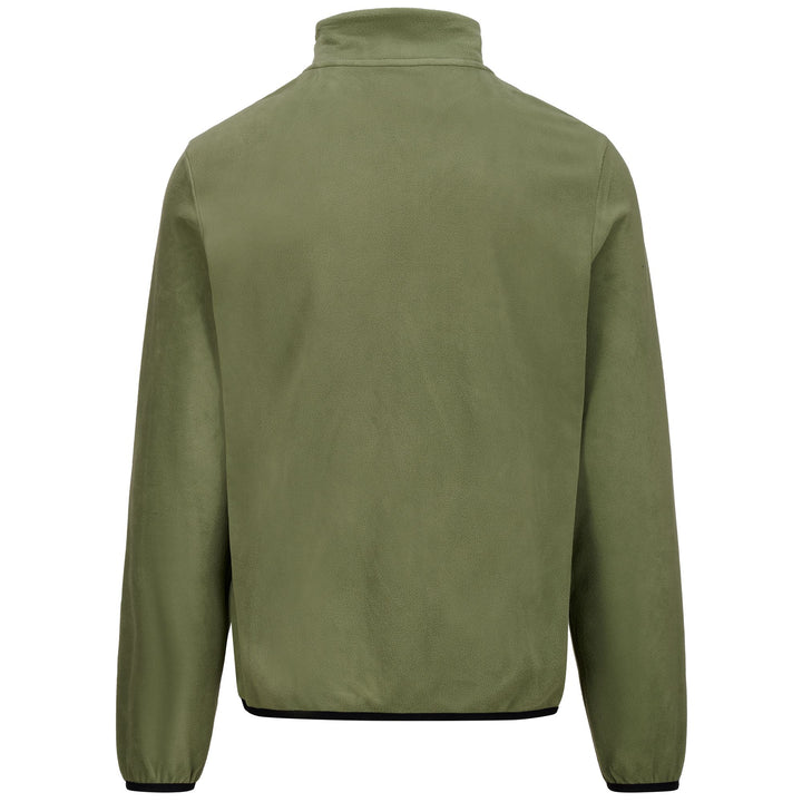 Fleece Man LOGO SAUSTE SLIM Jumper GREEN OLIVINE - BLACK Dressed Side (jpg Rgb)		