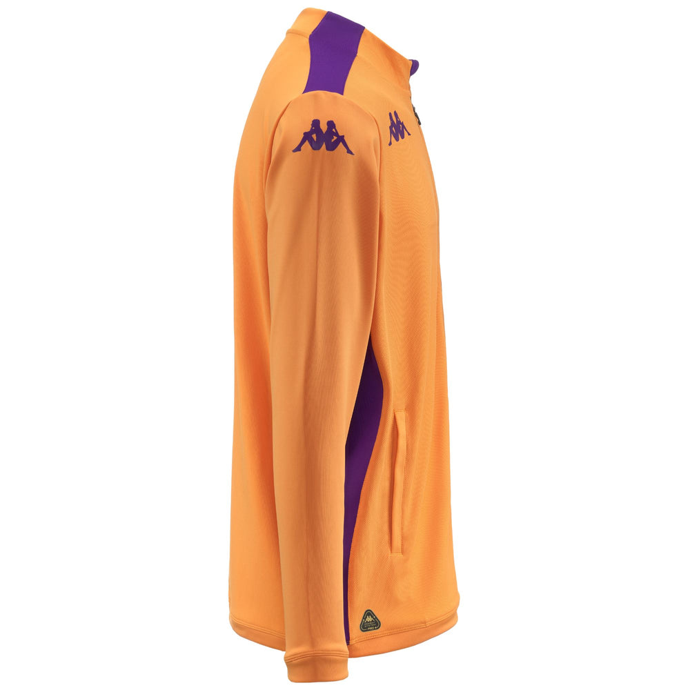 Fleece Man ARUN PRO 8 FIORENTINA Jacket ORANGE MARIGOLD-VIOLET INDIGO Dressed Front (jpg Rgb)	