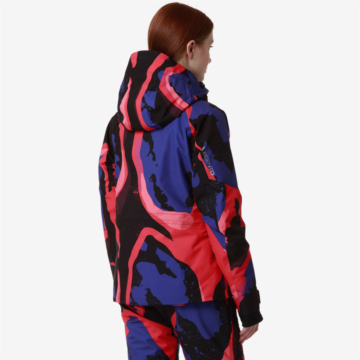 Jackets Woman 8CENTO 810G Mid RED HIBISCUS - BLUE SPECTRUM - BLACK Detail Double				