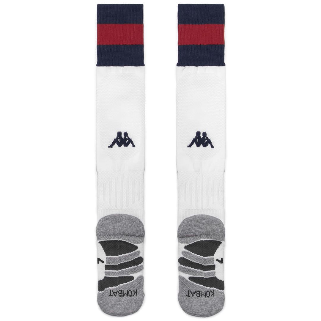 Socks Man KOMBAT SPARK PRO 1PACK GENOA Knee High Sock WHITE-BLUE DK-RED Dressed Side (jpg Rgb)		