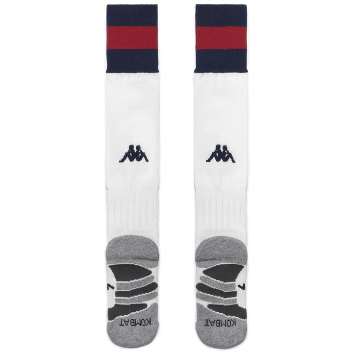 Socks Man KOMBAT SPARK PRO 1PACK GENOA Knee High Sock WHITE-BLUE DK-RED Dressed Side (jpg Rgb)		