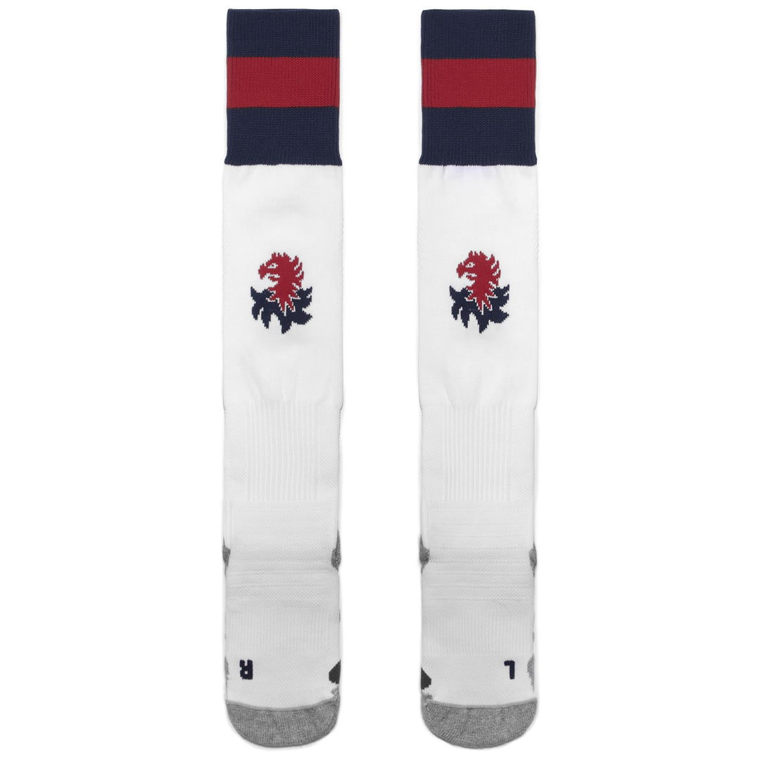 Socks Man KOMBAT SPARK PRO 1PACK GENOA Knee High Sock WHITE-BLUE DK-RED Dressed Front (jpg Rgb)	