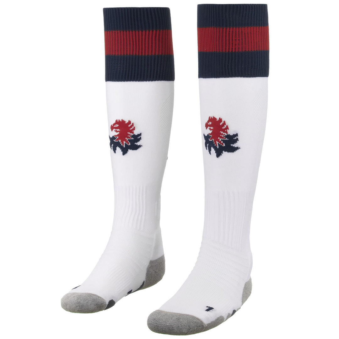 Socks Man KOMBAT SPARK PRO 1PACK GENOA Knee High Sock WHITE-BLUE DK-RED Photo (jpg Rgb)			