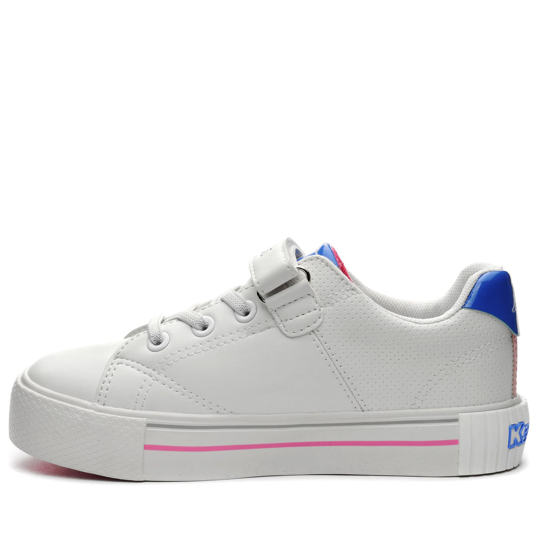 Sneakers Girl LOGO TUDY EV KID Low Cut WHITE-PURPLE-PINK Dressed Side (jpg Rgb)		