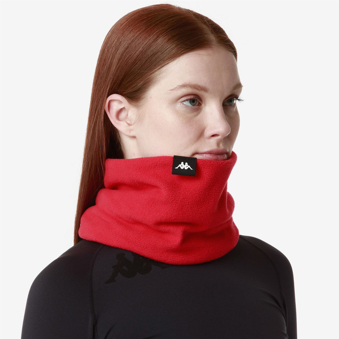 Scarves Unisex COLD B WARMNECK RED HIBISCUS Dressed Front Double		