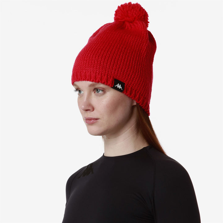 Headwear Unisex FLOCK Hat RED HIBISCUS Dressed Front Double		