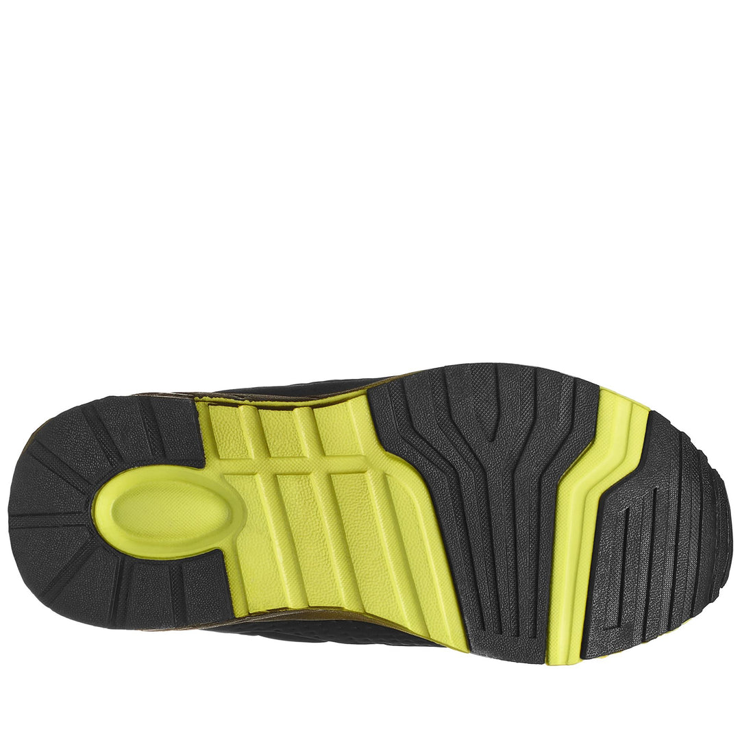 Sneakers Kid unisex LOGO SANPUERTO EL KID Low Cut BLACK-GREY MD-NEON YELLOW Dressed Front (jpg Rgb)	