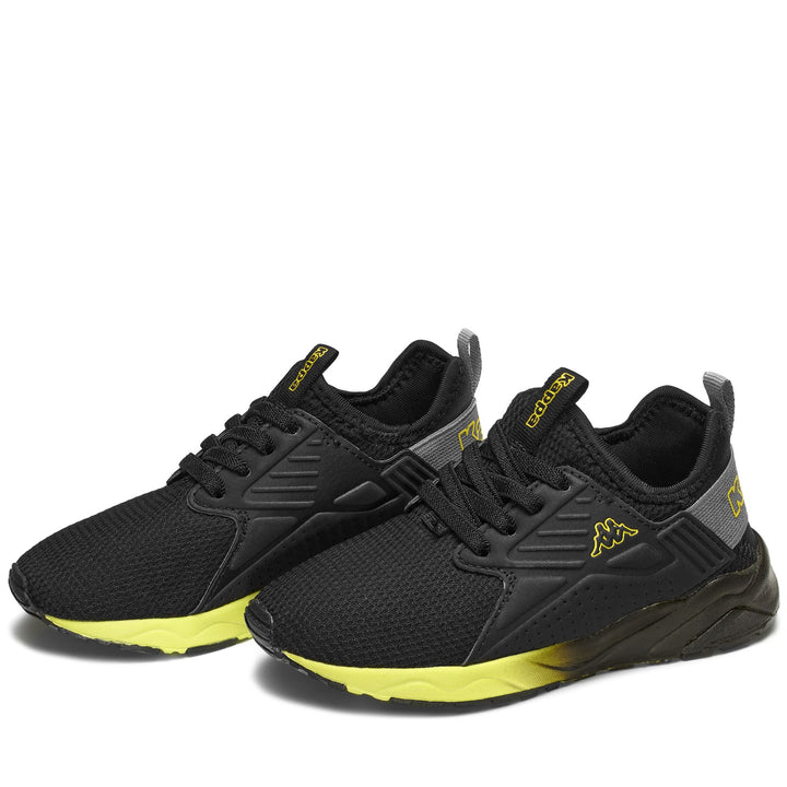 Sneakers Kid unisex LOGO SANPUERTO EL KID Low Cut BLACK-GREY MD-NEON YELLOW Detail (jpg Rgb)			