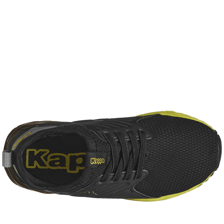 Sneakers Kid unisex LOGO SANPUERTO EL KID Low Cut BLACK-GREY MD-NEON YELLOW Dressed Back (jpg Rgb)		