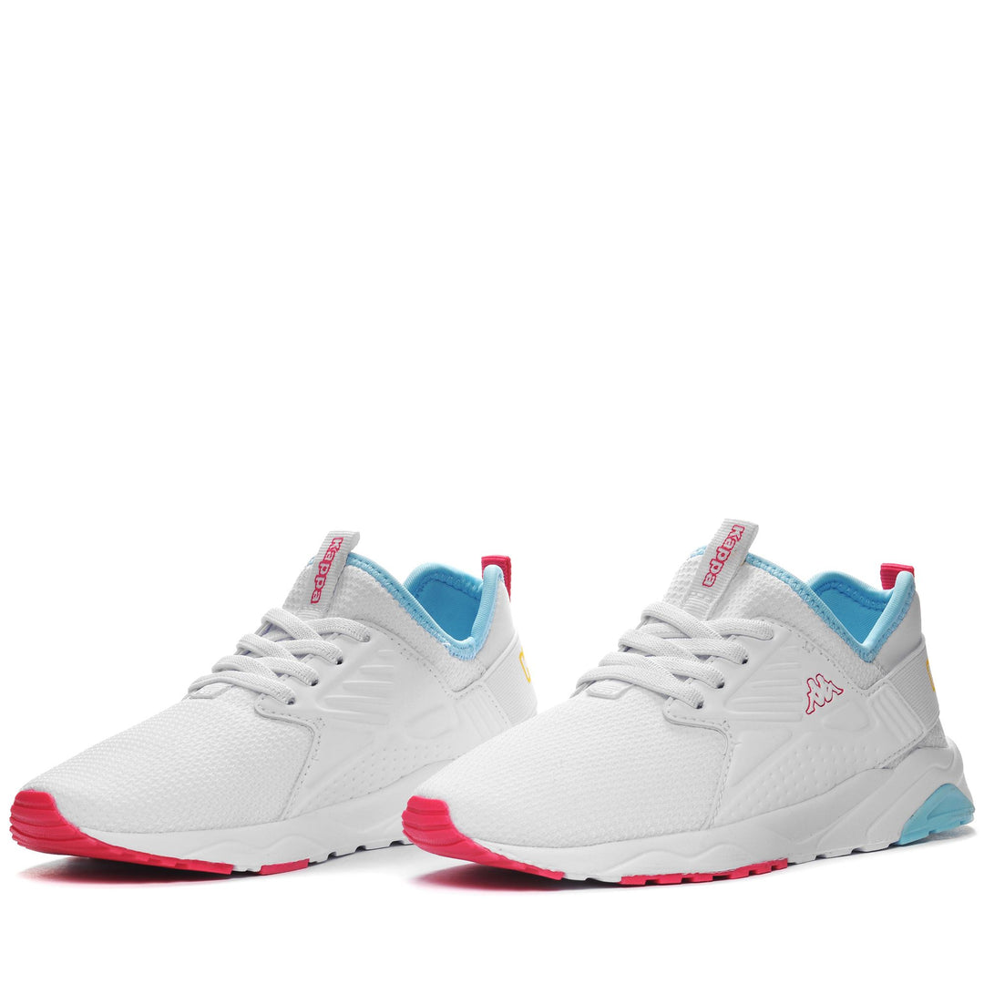 Sneakers Kid unisex LOGO SANPUERTO EL KID Low Cut WHITE-BLUE LT-YELLOW-FUCHSIA Detail (jpg Rgb)			