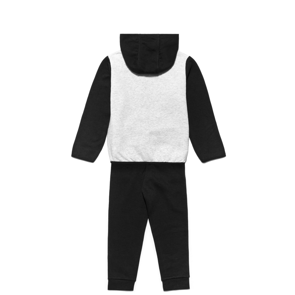 Sport Suits Boy LOGO BENNO KID TRACKSUIT NATURAL GREY MEL-BLACK Dressed Front (jpg Rgb)	