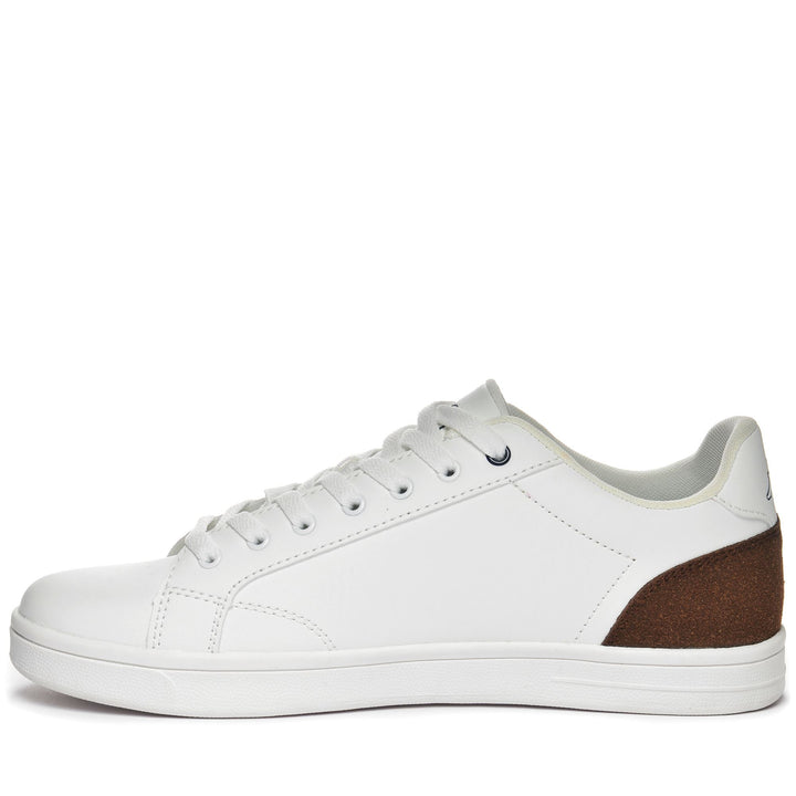 Sneakers Unisex LOGO TANGO Low Cut WHITE - BLUE DK - BROWN BRIQUE Dressed Side (jpg Rgb)		