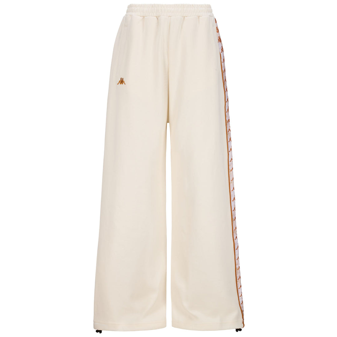 Pants Woman 222 BANDA PETUNIAGT Sport Trousers GRAPHIKTAPE WHITE MILK-GREY WARM-YELLOW CAMEL Dressed Side (jpg Rgb)		