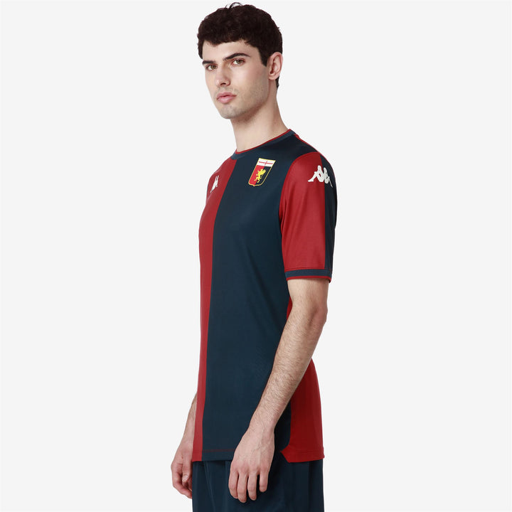 Active Jerseys Man KOMBAT PRO 2025 GENOA Shirt RED DK DAHLIA-BLUE DK Dressed Front Double		