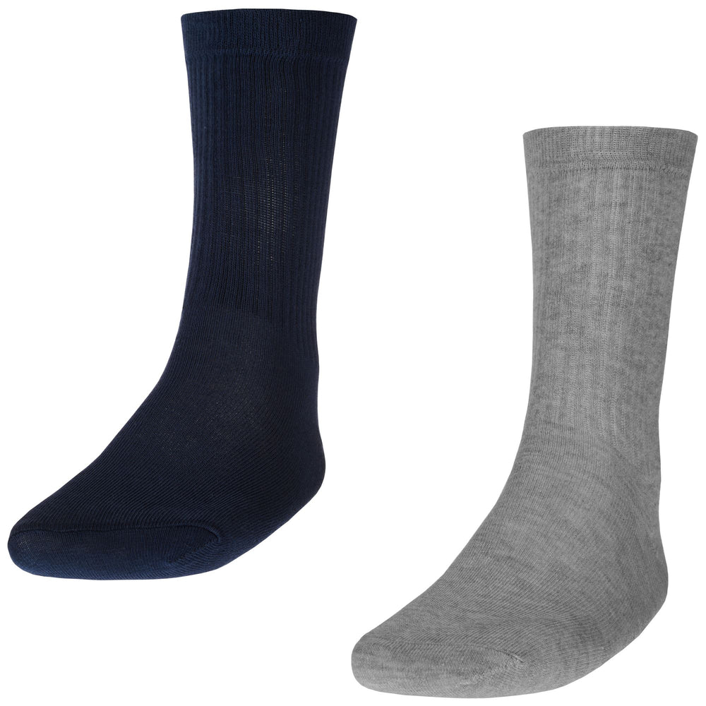 Socks Man ASTO 2PACK Quarter High Sock NAVY-LT GREY MEL Dressed Front (jpg Rgb)	