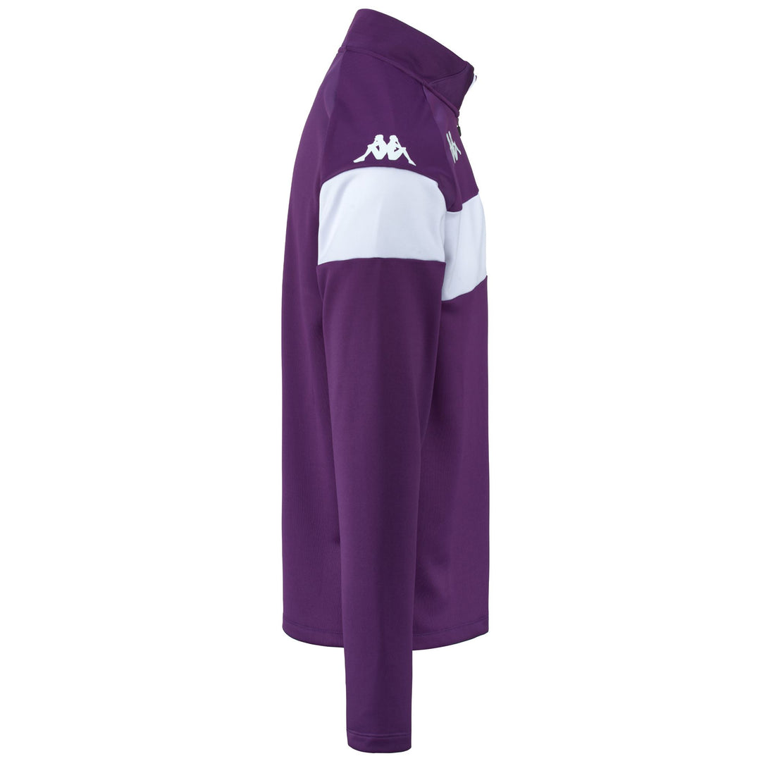 Fleece Man KAPPA4FOOTBALL DOVARE Jumper VIOLET INDIGO - WHITE Dressed Front (jpg Rgb)	