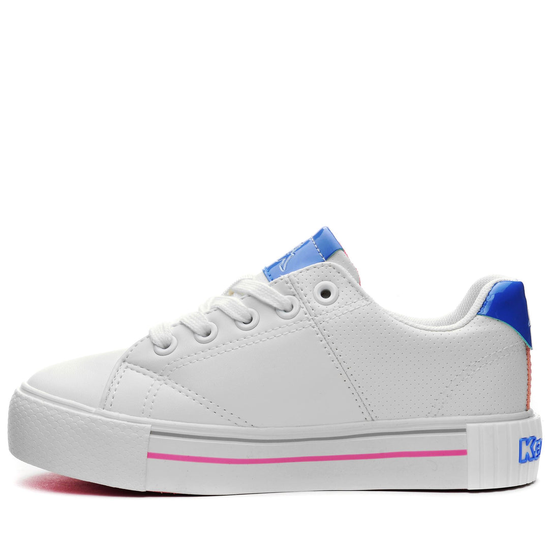 Sneakers Girl LOGO TUDY KID Low Cut WHITE-PURPLE-PINK Dressed Side (jpg Rgb)		