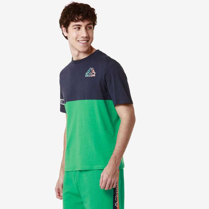 T-ShirtsTop Man LOGO FEFFO T-Shirt GREEN BLARNEY - BLUE MEDIEVAL Dressed Front Double		