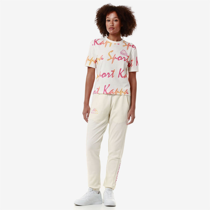 T-ShirtsTop Woman LOGO FRADELA T-Shirt WHITE WHISPER - FUCHSIA BRIGHT ROSE - YELLOW VANILLE Dressed Back (jpg Rgb)		