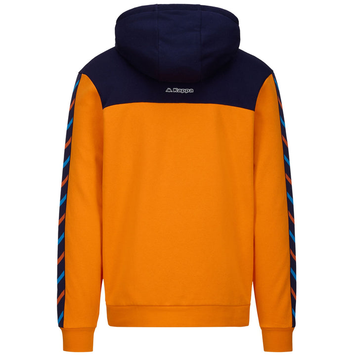 Fleece Man LOGO FARVEL Jumper ORANGE POPSICLE - BLUE MARINE Dressed Side (jpg Rgb)		