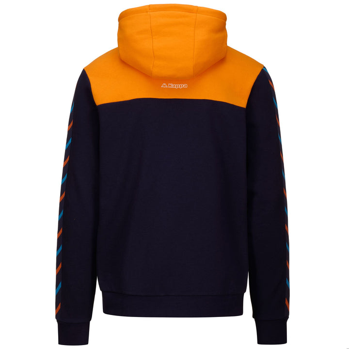 Fleece Man LOGO FARVEL Jumper BLUE MARINE - ORANGE POPSICLE Dressed Side (jpg Rgb)		