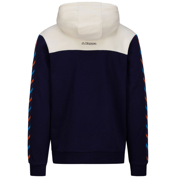 Fleece Man LOGO FARVEL Jumper BLUE MARINE - WHITE WHISPER Dressed Side (jpg Rgb)		