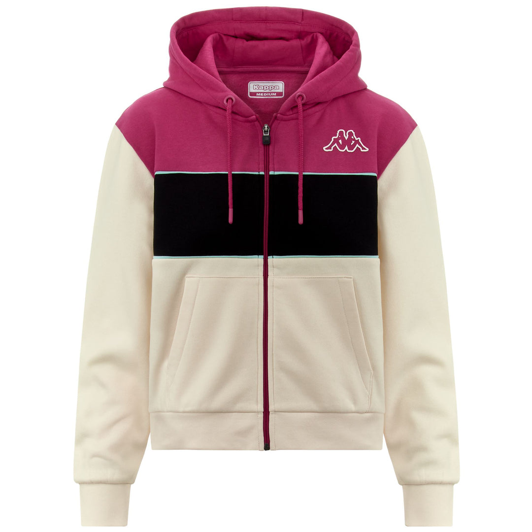 Fleece Woman LOGO FRUTTE Jacket WHITE WHISPER - FUCHSIA BRIGHT ROSE - BLACK Photo (jpg Rgb)			