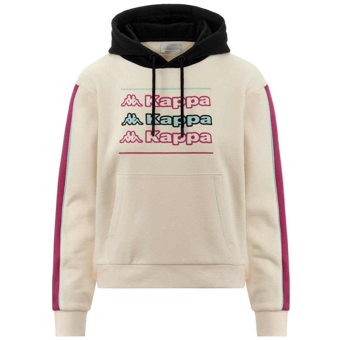 Fleece Woman LOGO FUTAM Jumper WHITE WHISPER - BLACK - FUCHSIA BRIGHT ROSE Photo (jpg Rgb)			