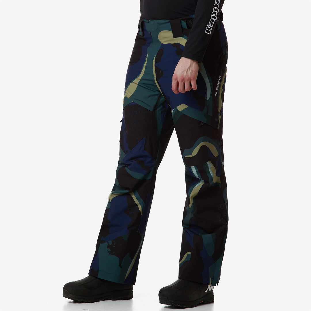 Pants Man 8CENTO 864G Sport Trousers BLUE CAVERN - GREEN PONDEROSA - BLACK Dressed Front Double		