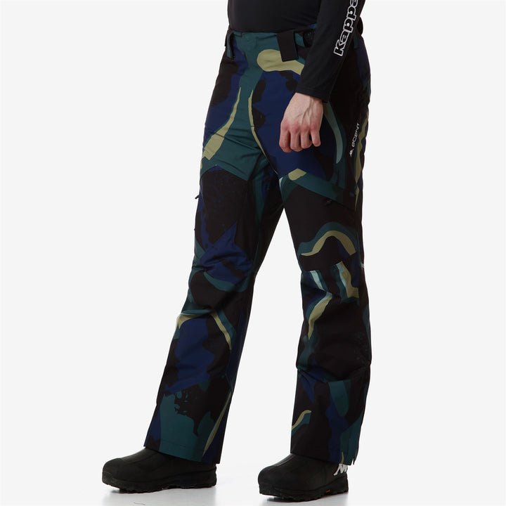 Pants Man 8CENTO 864G Sport Trousers BLUE CAVERN - GREEN PONDEROSA - BLACK Dressed Front Double		