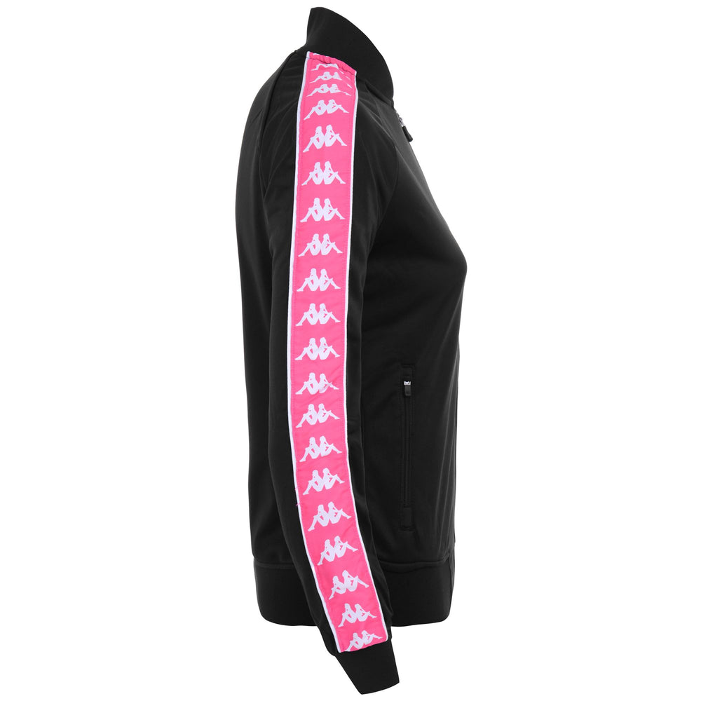 Fleece Woman 222 BANDA  WOMBER SLIM Jacket BLACK-FUCHSIA Dressed Front (jpg Rgb)	