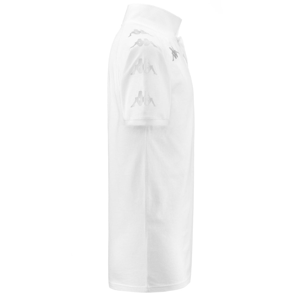 Polo Shirts Man KAPPA4SOCCER CALDES Polo WHITE-SILVER Dressed Front (jpg Rgb)	