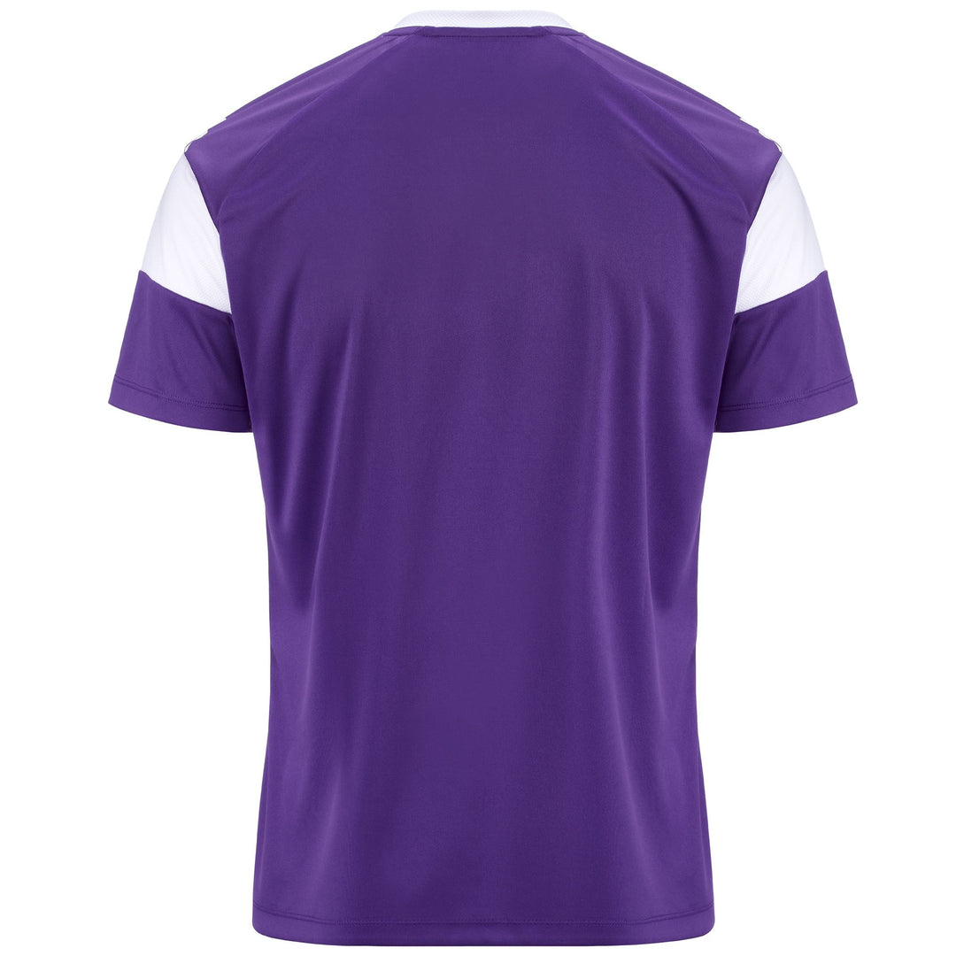 Active Jerseys Man KAPPA4FOOTBALL DARETO Shirt VIOLET INDIGO - WHITE Dressed Side (jpg Rgb)		