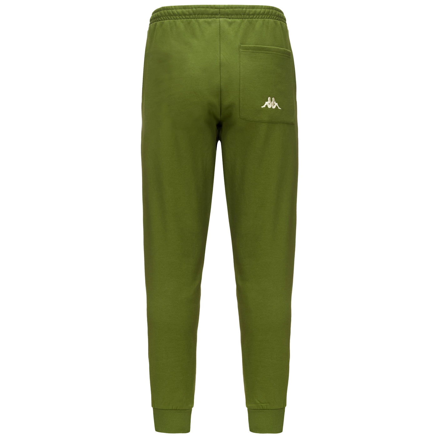 Tracksuit trousers for men and women in asparagus green cotton blend.