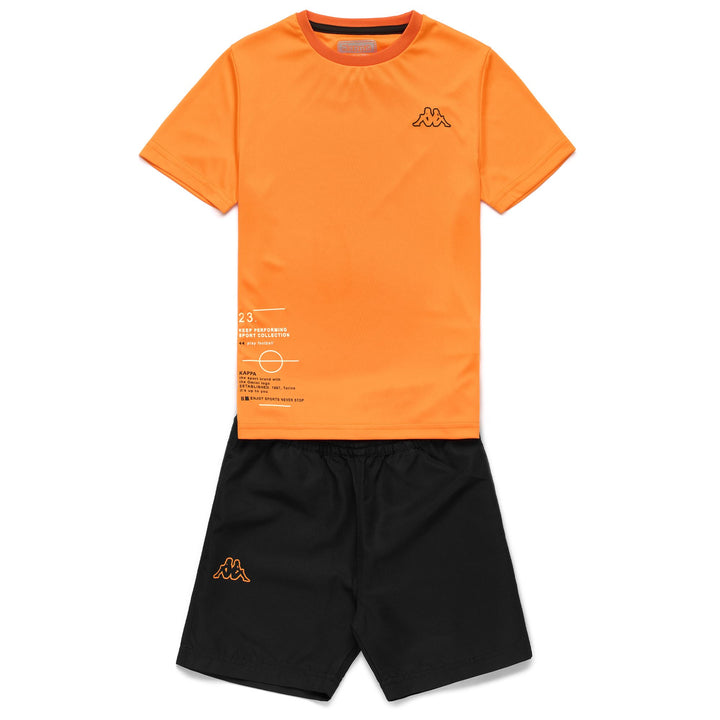 SETS Boy LOGO BROZOLO KID SHORT/ T-SHIRT ORANGE VIBRANT - BLACK Photo (jpg Rgb)			