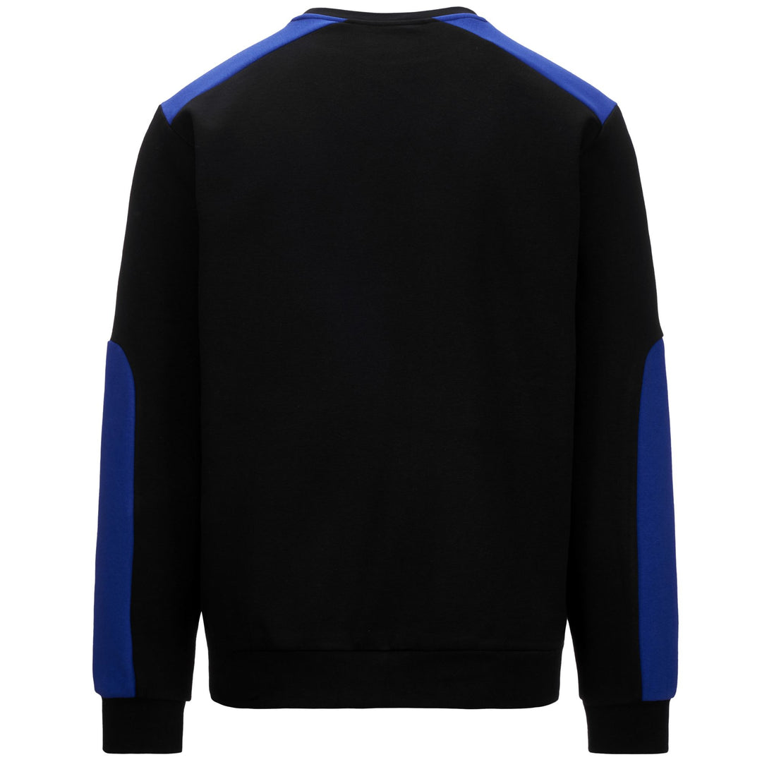 Fleece Man LOGO ELUSTO Jumper BLACK - BLUE CLEMATIS Dressed Side (jpg Rgb)		