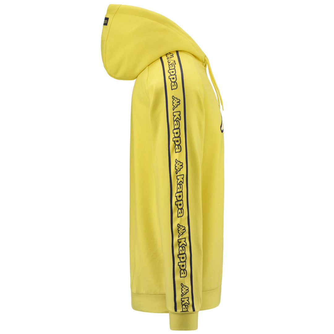 Fleece Man LOGO TAPE BREAK Jumper YELLOW BLAZING Dressed Front (jpg Rgb)	