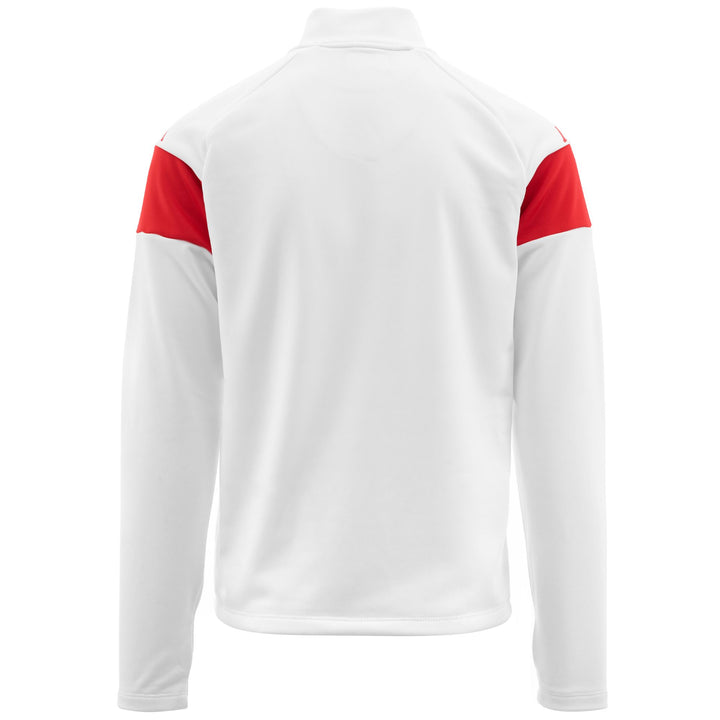 Fleece Man KAPPA4FOOTBALL DOVARE Jumper WHITE-RED Dressed Side (jpg Rgb)		