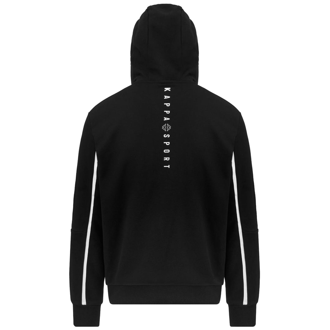 Fleece Man LOGO DAVE Jumper BLACK - WHITE Dressed Side (jpg Rgb)		