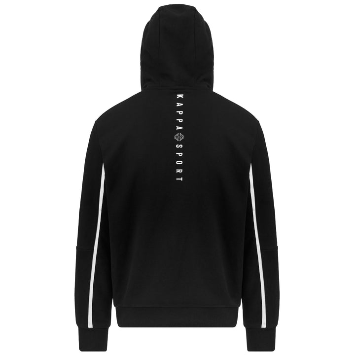 Fleece Man LOGO DAVE Jumper BLACK - WHITE Dressed Side (jpg Rgb)		